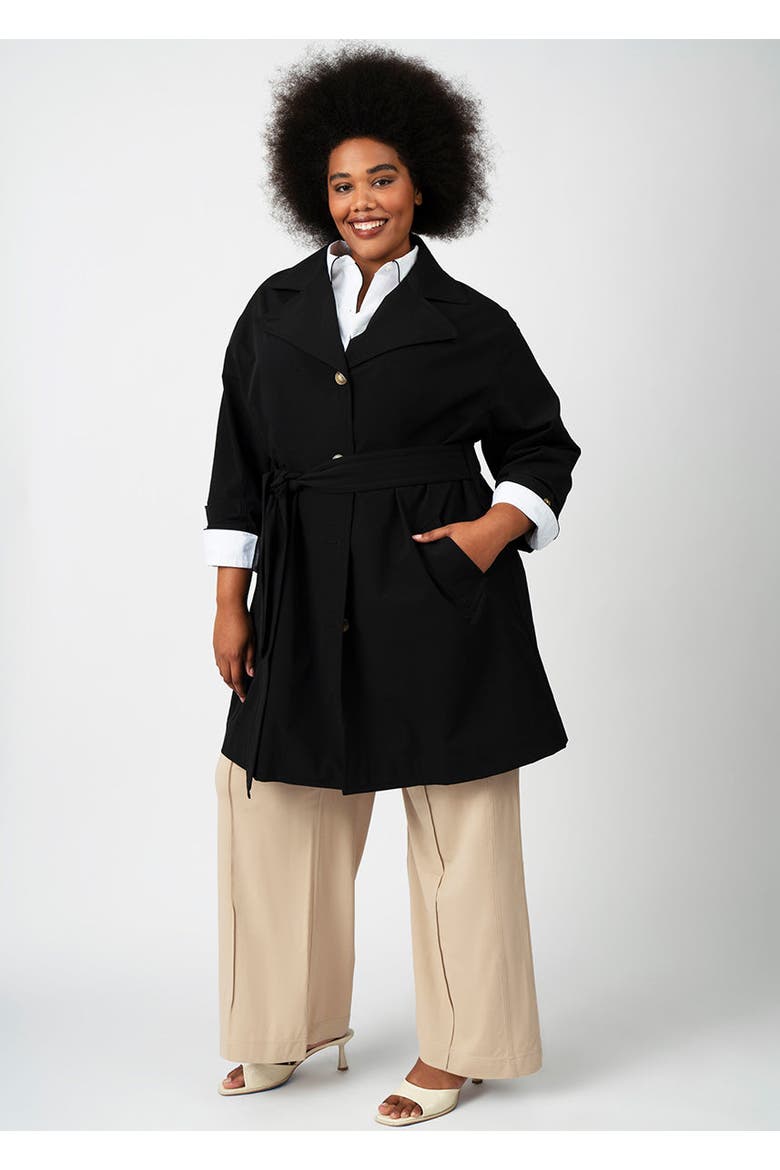 Tech Twill Trench Coat Plus Size, Alternate, color, Jet Black
