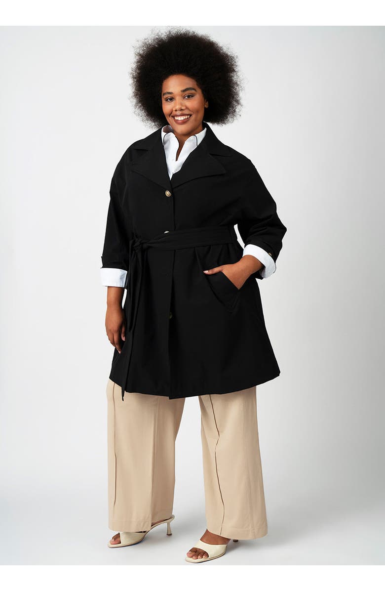 SEE ROSE GO Tech Twill Trench Coat Plus Size, Alternate, color, Jet Black