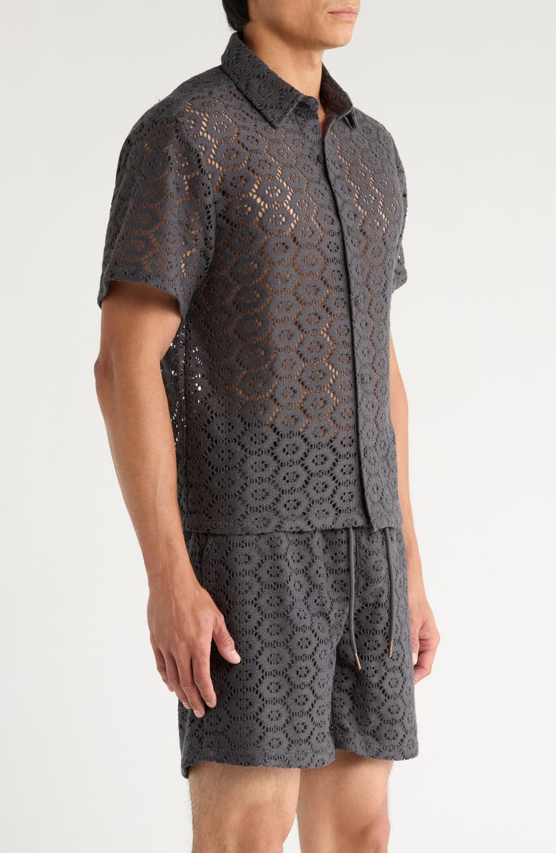 HONOR THE GIFT Open Stitch Short Sleeve Button-Up Shirt, Alternate, color,