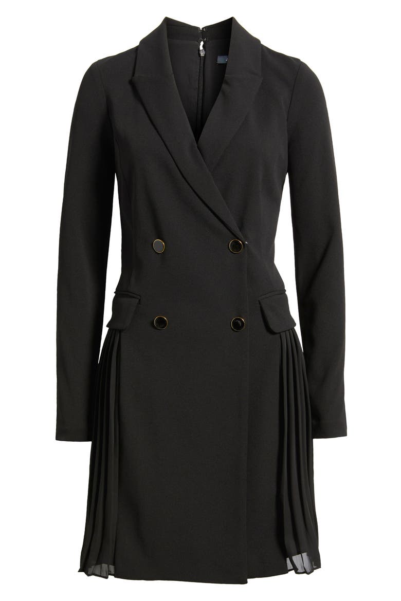 Double Breasted Long Sleeve Coat Dress, Alternate, color, BLACK