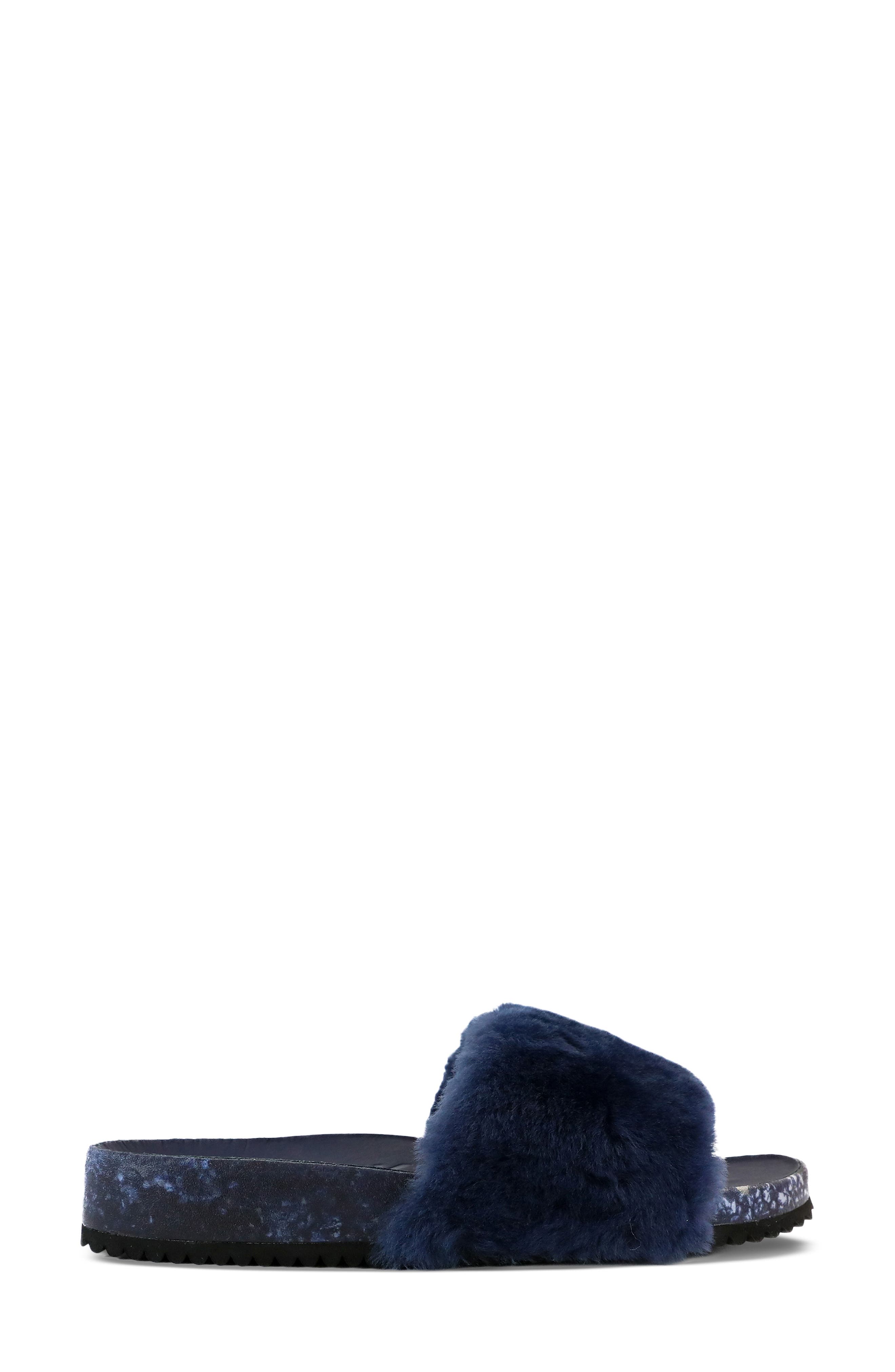San Ysidro Genuine Shearling Slide Sandal, Alternate, color, DEEP BLUE SEA
