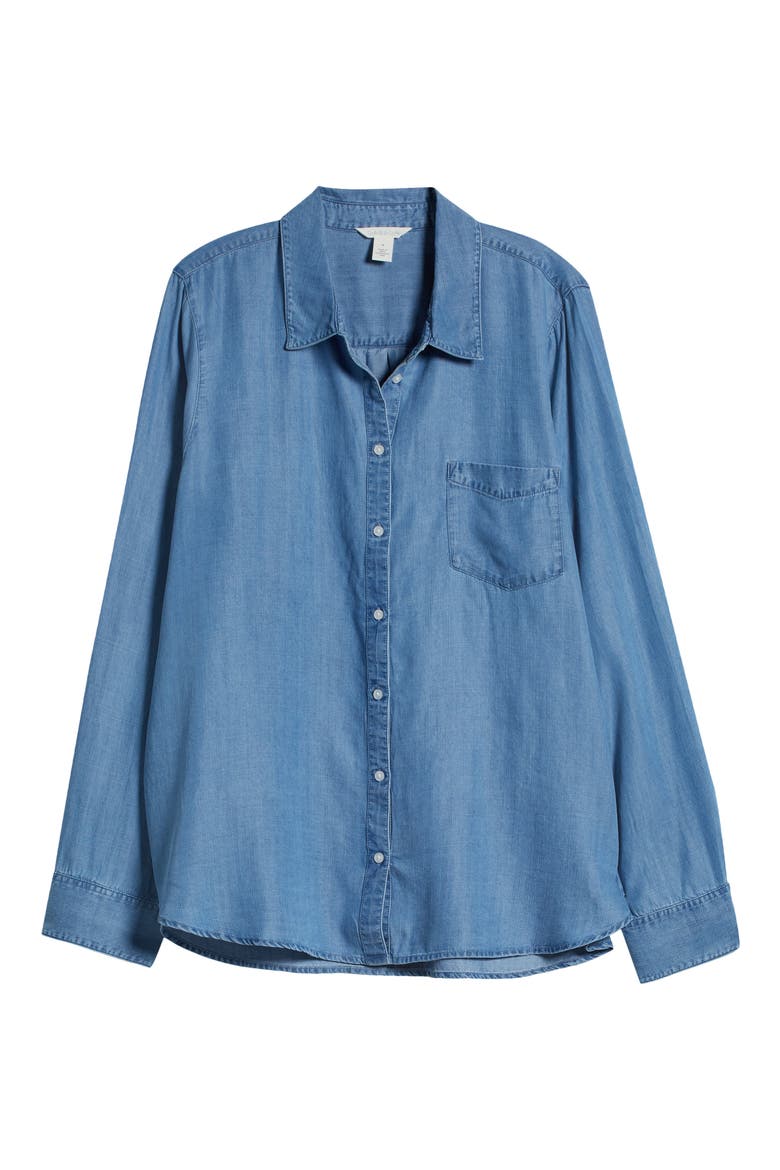 Chambray Button-Up Shirt, Alternate, color, MEDIUM WASH
