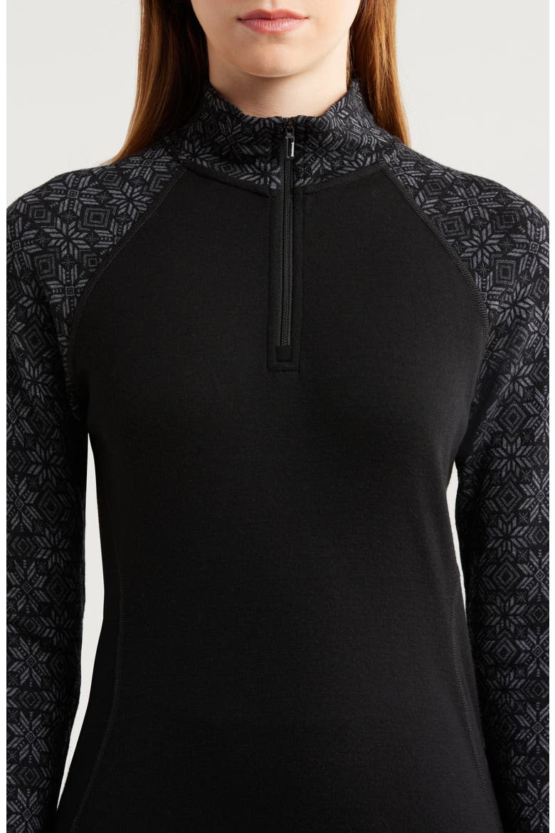 Classic Themal Merino Wool Base Layer Quarter Zip Top, Alternate, color, BLACK DIGI SNOW