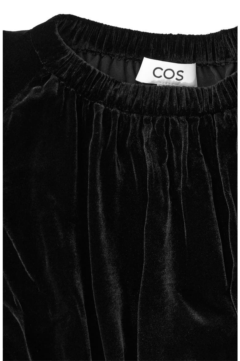 Pleated Velvet Dress, Alternate, color, BLACK DARK
