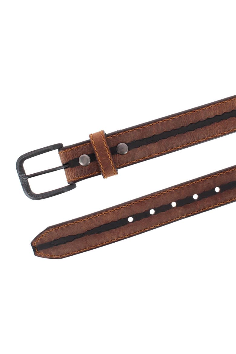 Tatanka 40mm Genuine Vintage Bison Contrast Stitch Jean Belt, Alternate, color, Honey Brown
