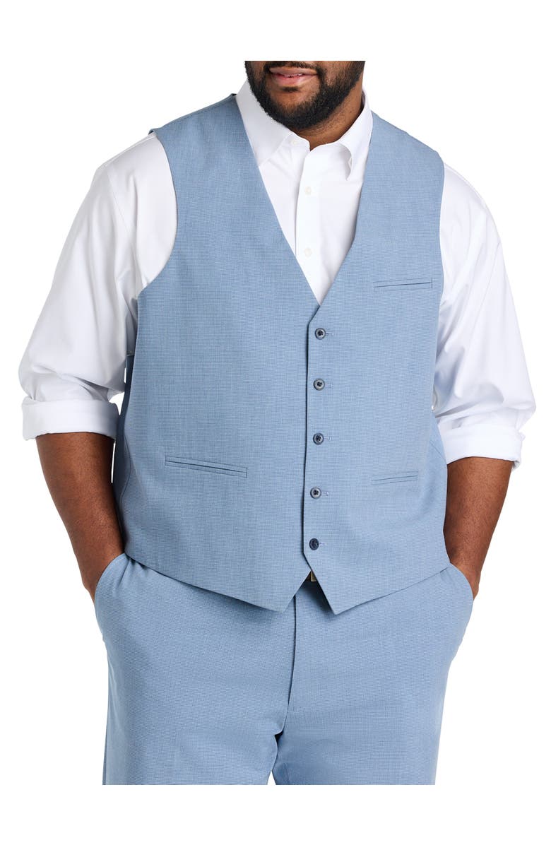 Oak Hill by DXL Big & Tall Micro Check Vest, Main, color, Blue