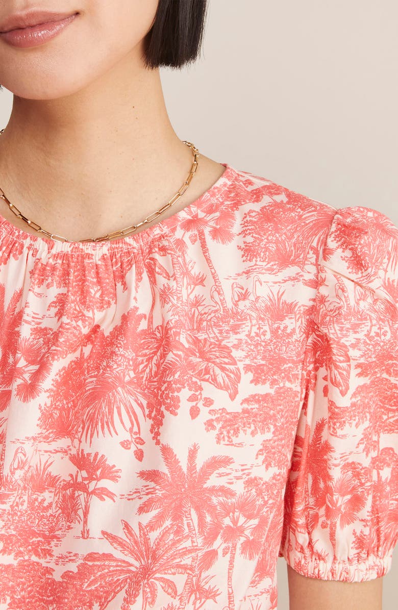 vineyard vines Palm Print Puff Sleeve Top, Alternate, color, 
