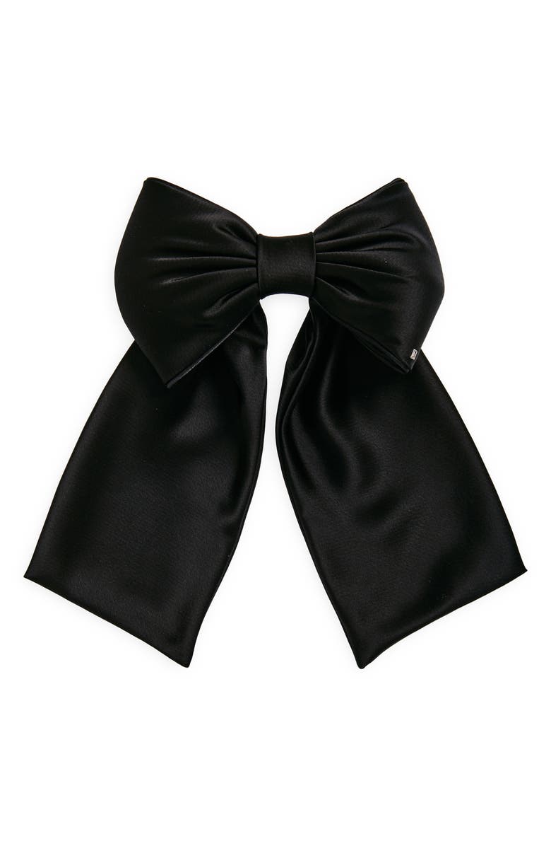 Alexandre de Paris Satin Bow Barrette, Main, color, Black