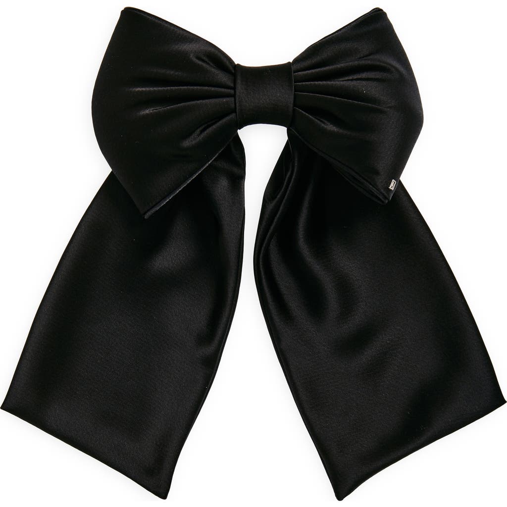 Alexandre de Paris Satin Bow Barrette in Black