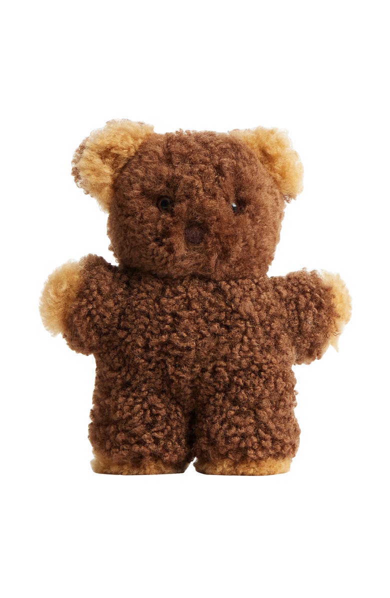 COACH Teddy Bear Genuine Shearling Shoe Charm, Main, color, Brown