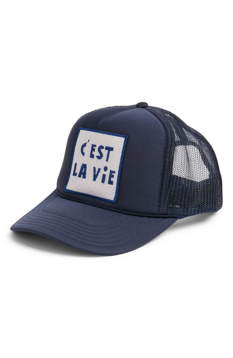 Friday Feelin’ C'est la Vie Trucker Hat, Main, color, Navy