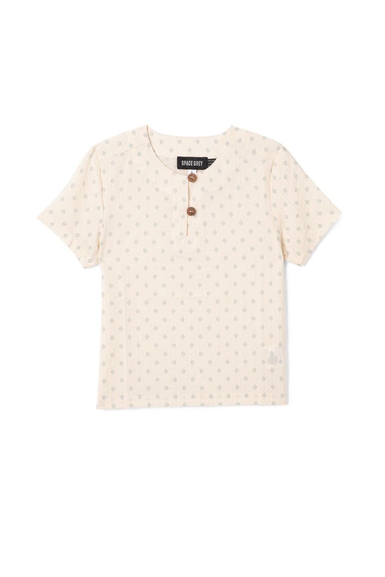 Printed Gauze Short Sleeve Shirt, Main, color, Cream/Blue
