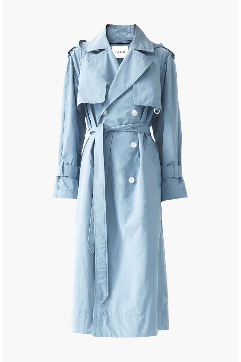 Water Resistant Hooded Trench Coat, Alternate, color, Light Blue