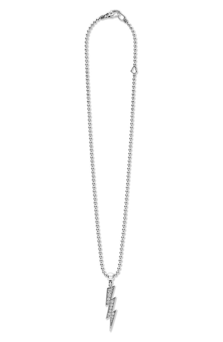 LAGOS Caviar Spark Lightning Bolt Diamond Pendant Necklace, Alternate, color,