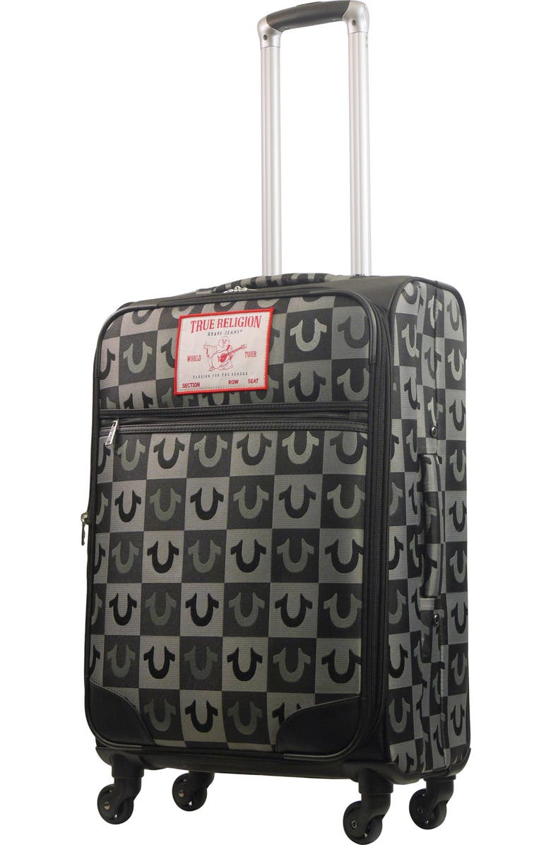 True Religion Soft Sided 27" Expandable, checkered Spinner Luggage, Main, color,
