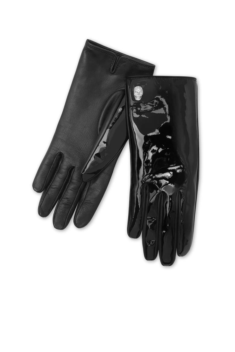Mid-Gloves Skull Women, Main, color, black