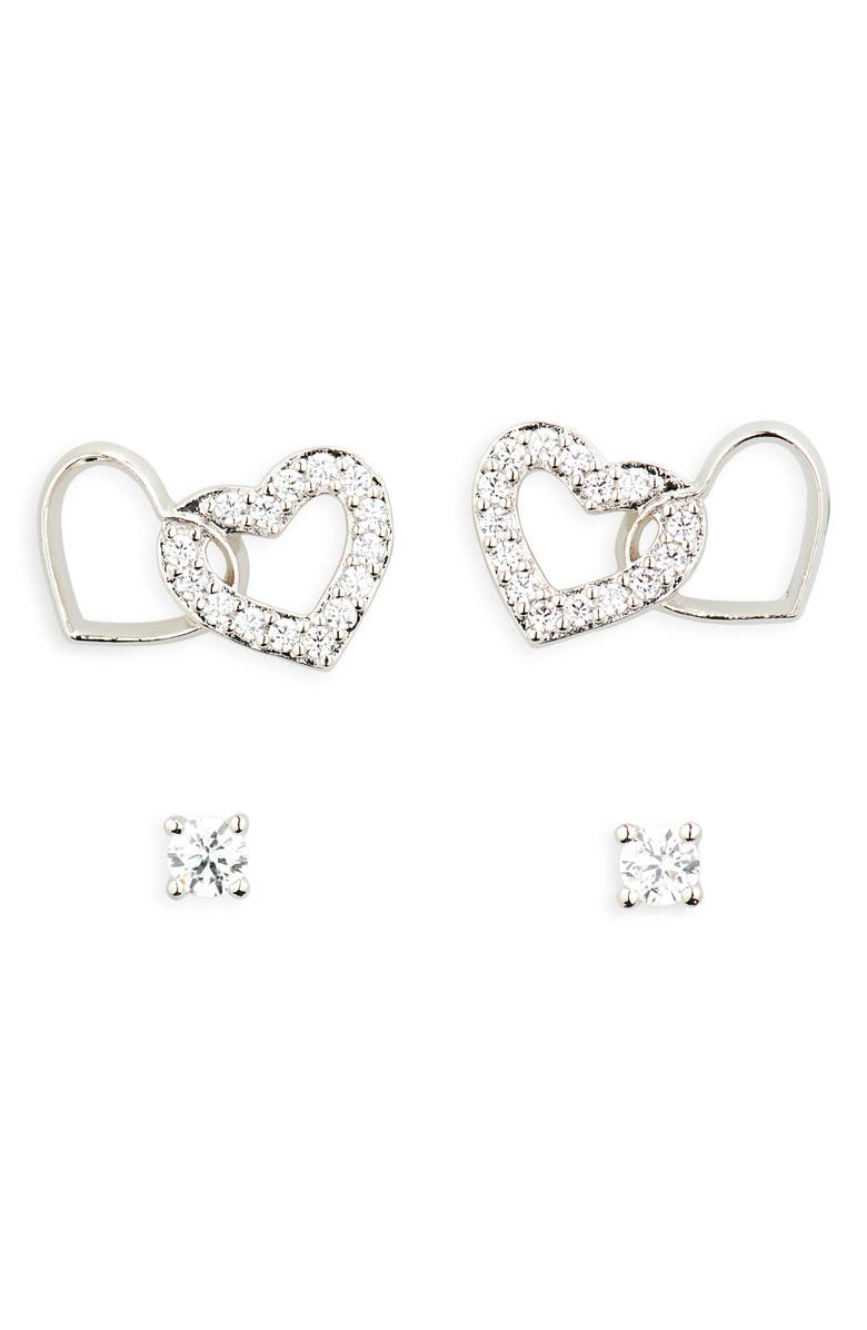Nadri 2-Piece Heartbreaker CZ Earrings Set, Main, color, Rhodium
