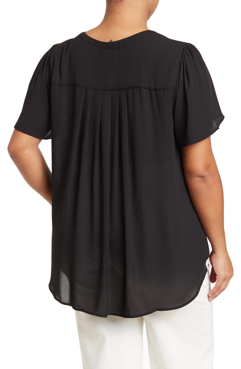 Pleione Hi-Lo Pleated Back Tunic, Alternate, color, Black