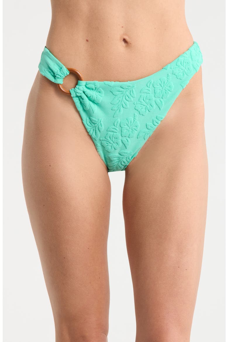 Dive In High Waist Bikini Bottoms, Main, color, AQUA GREEN