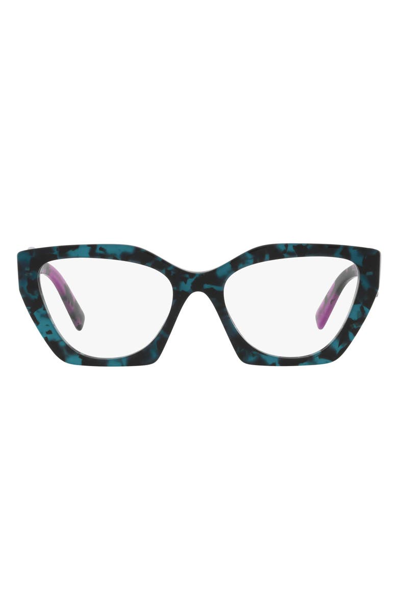 Prada 54mm Cat Eye Optical Glasses, Main, color, Teal