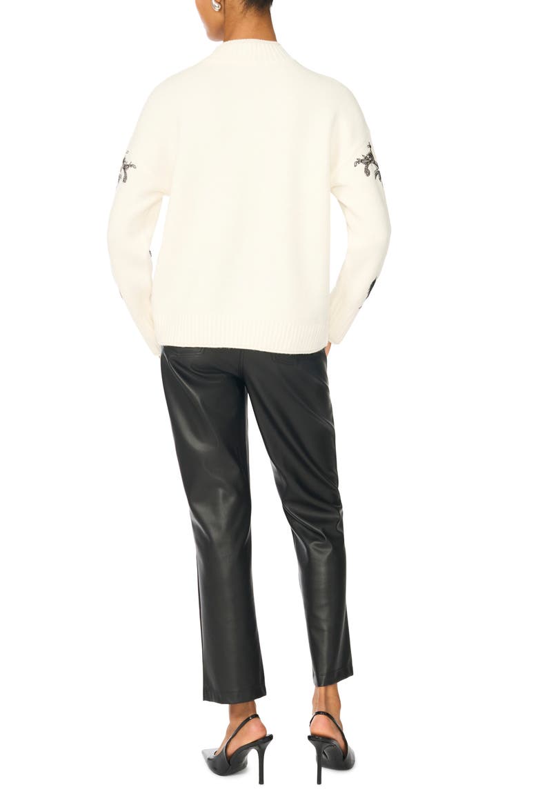 Lace Appliqué Mock Neck Sweater, Alternate, color, ANTIQUE WHITE