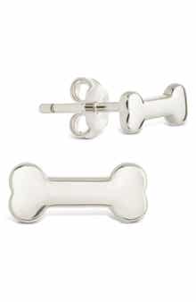 Sterling Forever Give a Dog a Bone Stud Earrings