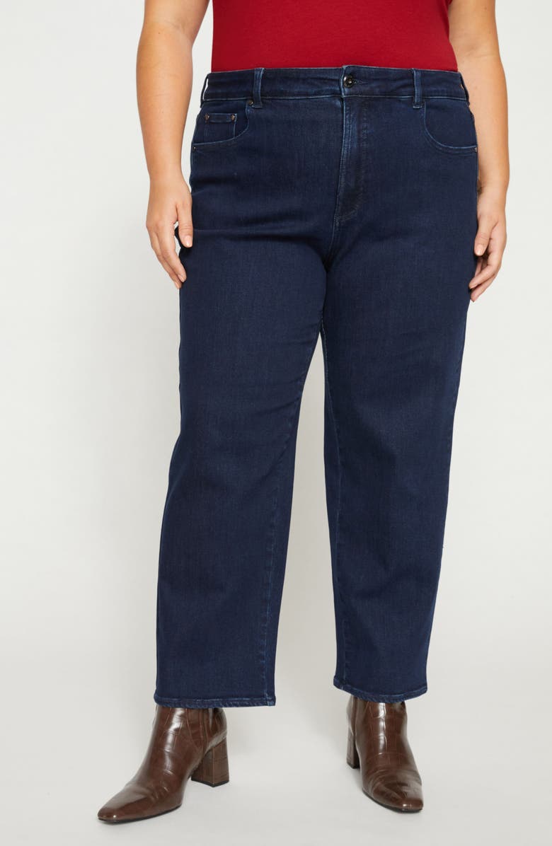 Universal Standard Etta High Waist Ankle Straight Leg Jeans, Alternate, color, Dark Indigo Blue