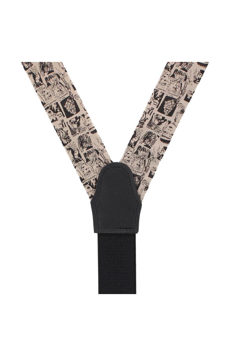 Trafalgar Vintage Comic Art Novelty Silk Button End Suspenders, Alternate, color, Taupe