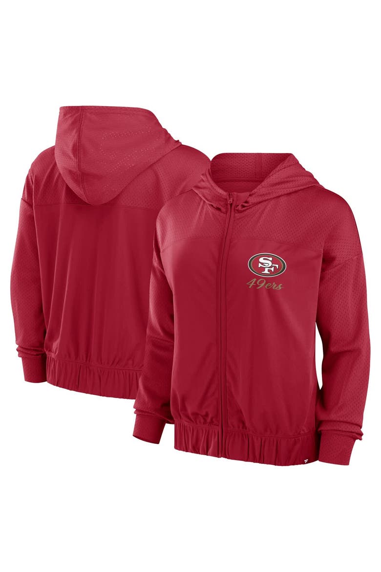 Women's Fanatics Scarlet San Francisco 49ers Script Lock Full-Zip Hoodie, Main, color, Scarlet