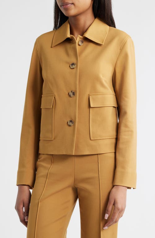 Anne Klein Double Weave Cotton Jacket In Brown