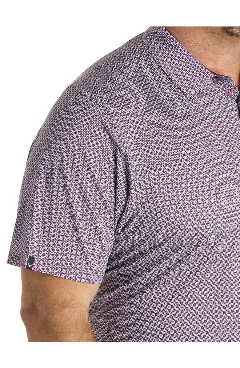 Callaway Big & Tall Chevron Printed Performance Polo Shirt, Alternate, color, Grape Wine