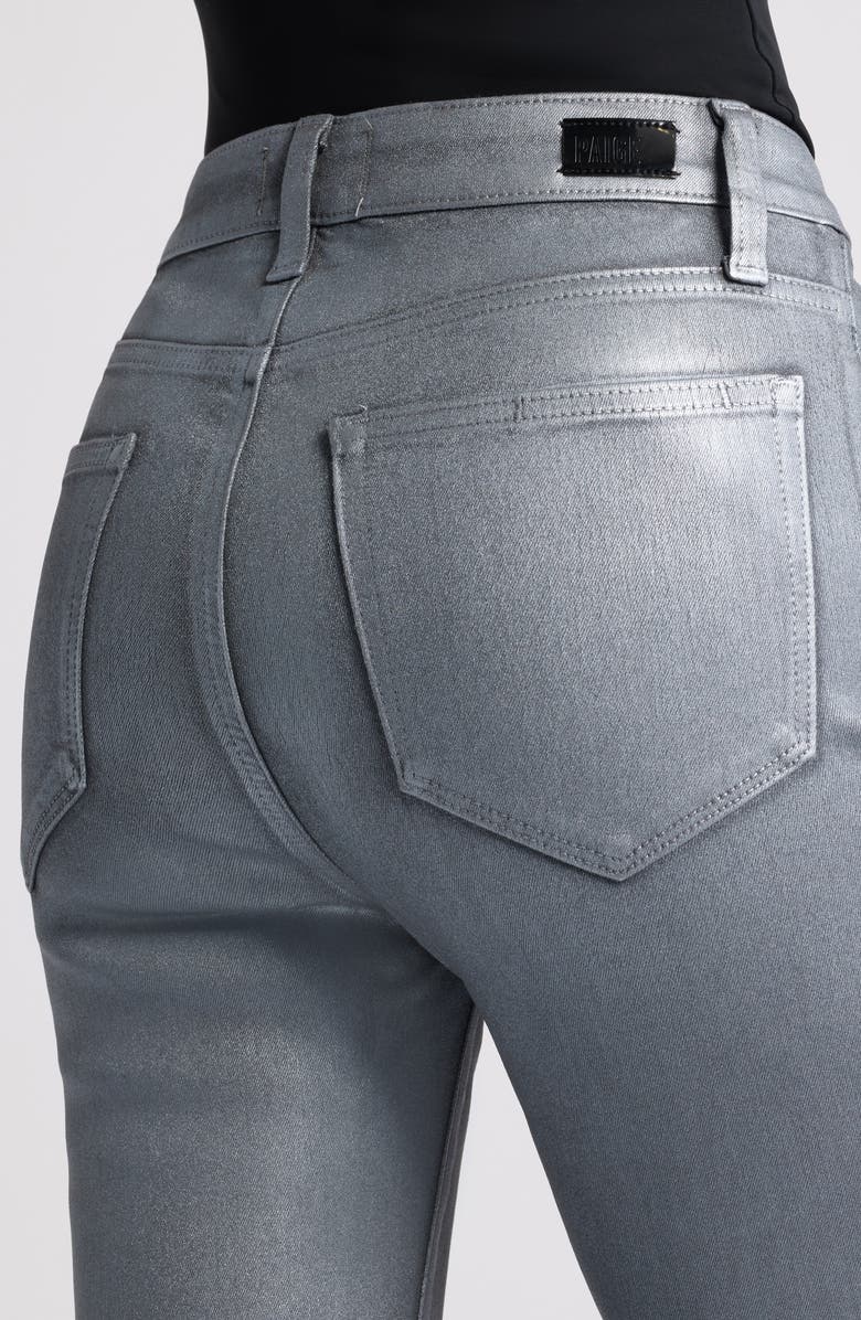 PAIGE Claudine Coated High Waist Ankle Flare Jeans Jeans, Alternate, color, Silver Shimmer Luxe Coating