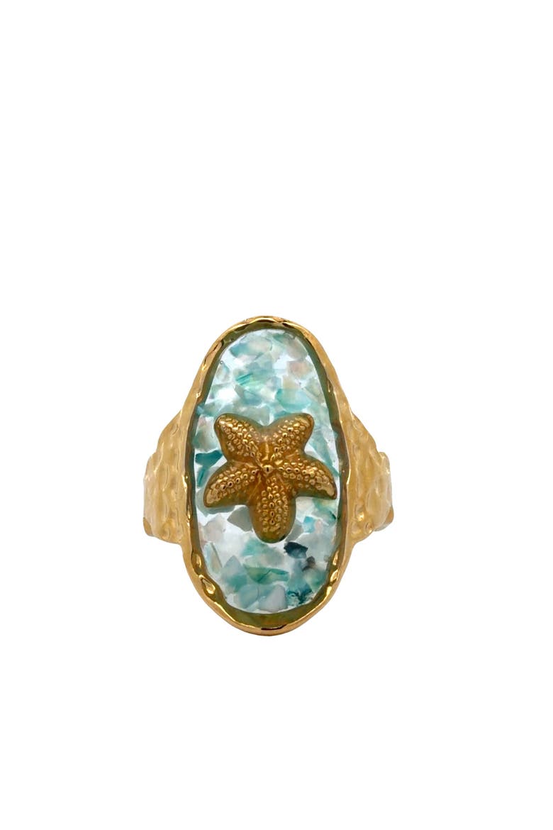 Starfish Statement Ring with Sculpted Design, Main, color, yellow
