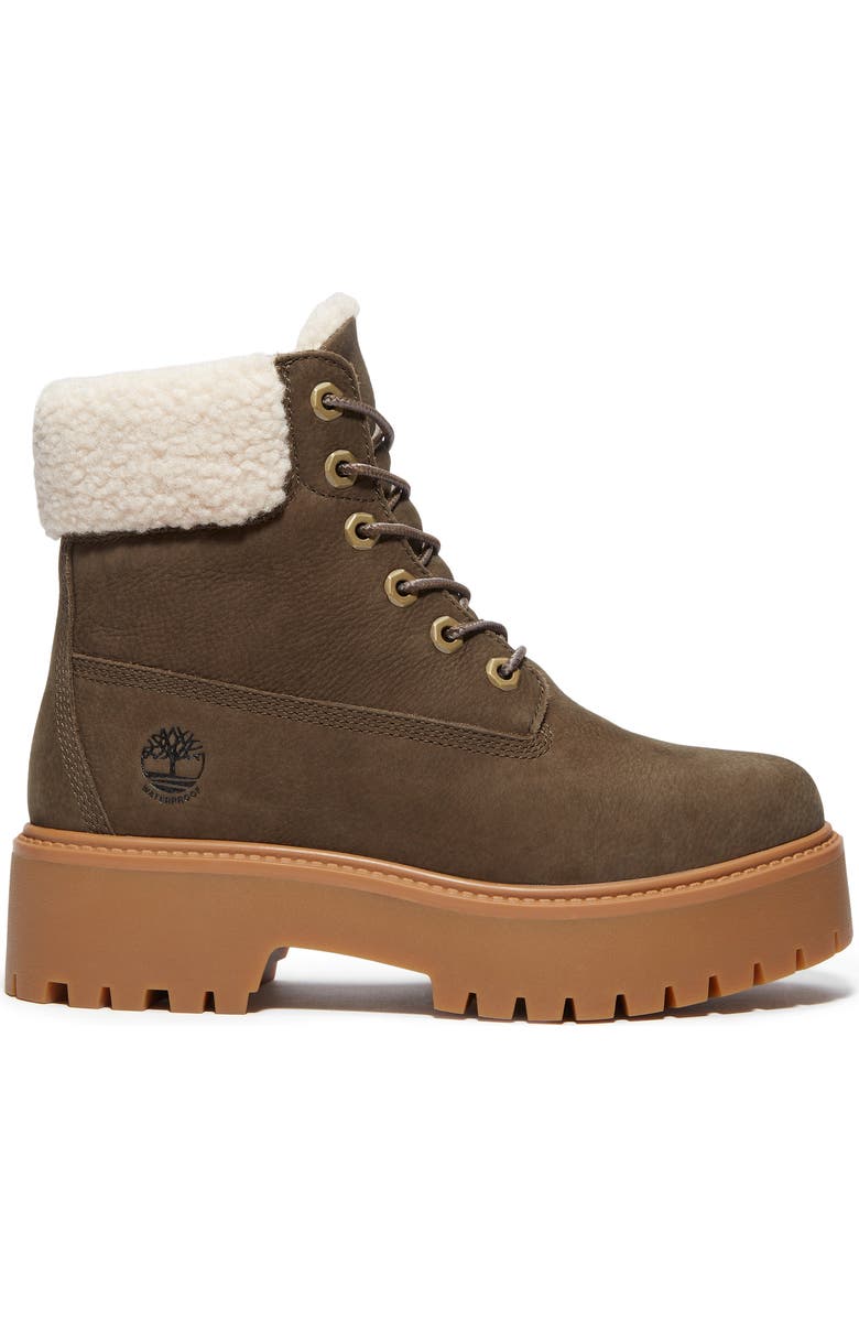 Timberland Stone Street Waterproof Faux Fur Lined Platform Boot, Alternate, color, Dark Brown Full Grain