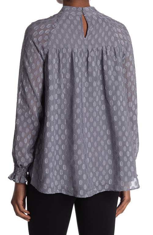 Dr2 By Daniel Rainn Daniel Rainn Long Sleeve Swiss Dot Blouse In Gray