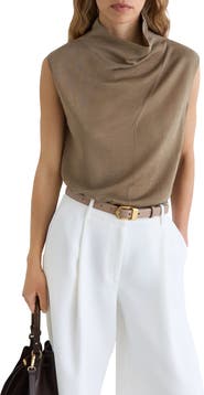 Reiss Honey Mock Neck Wool Shell