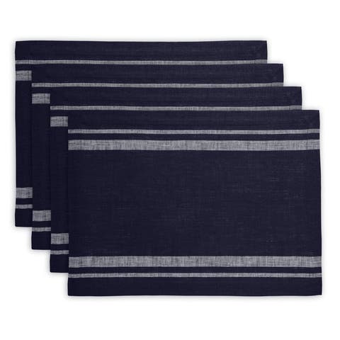 Linen Placemats - French Stripe, 14" x 19" Inch