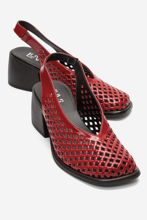 Monvera Block Heel Leather Slingback Sandal