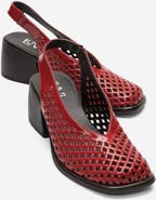 Forever & Always Shoes Monvera Block Heel Leather Slingback Sandal