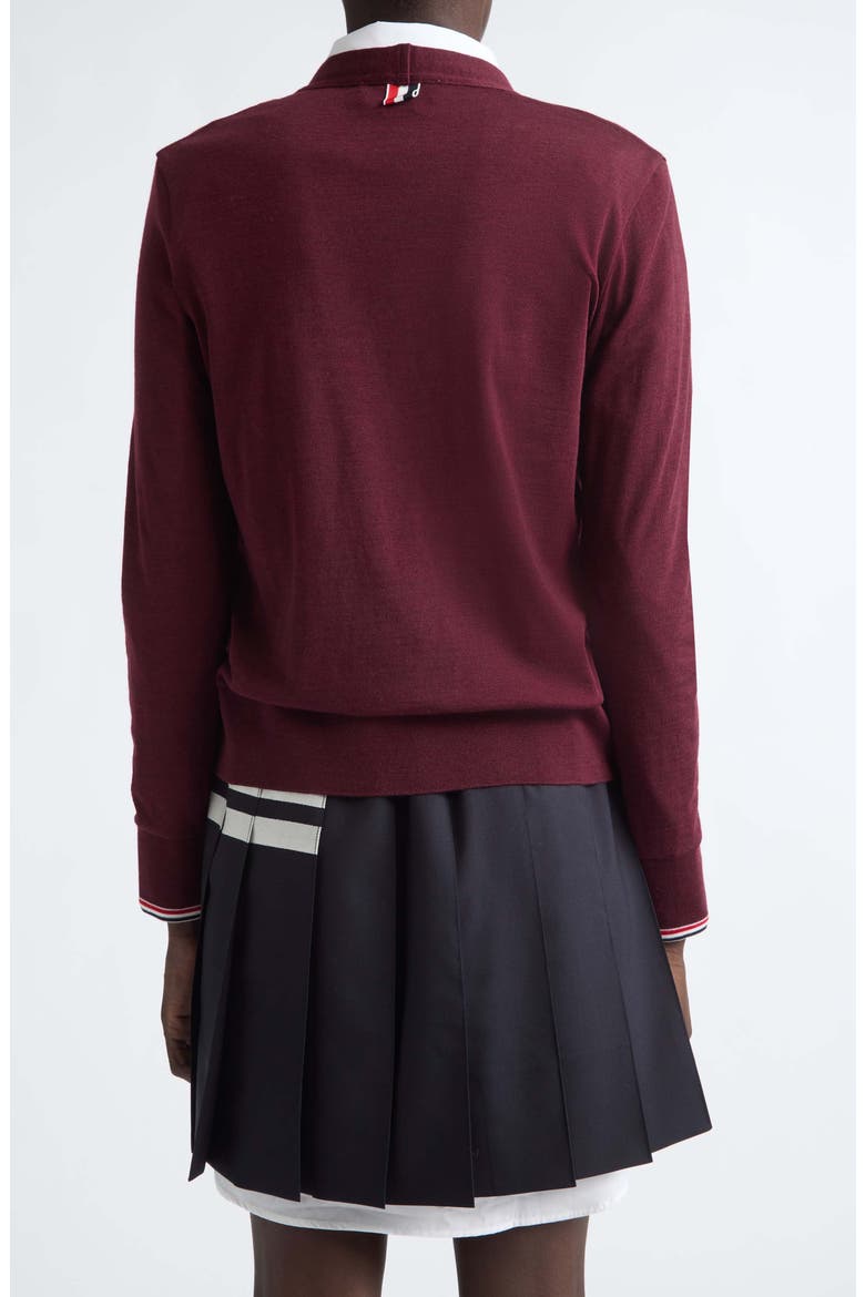Tipped Stretch Wool Cardigan, Alternate, color, BURGUNDY