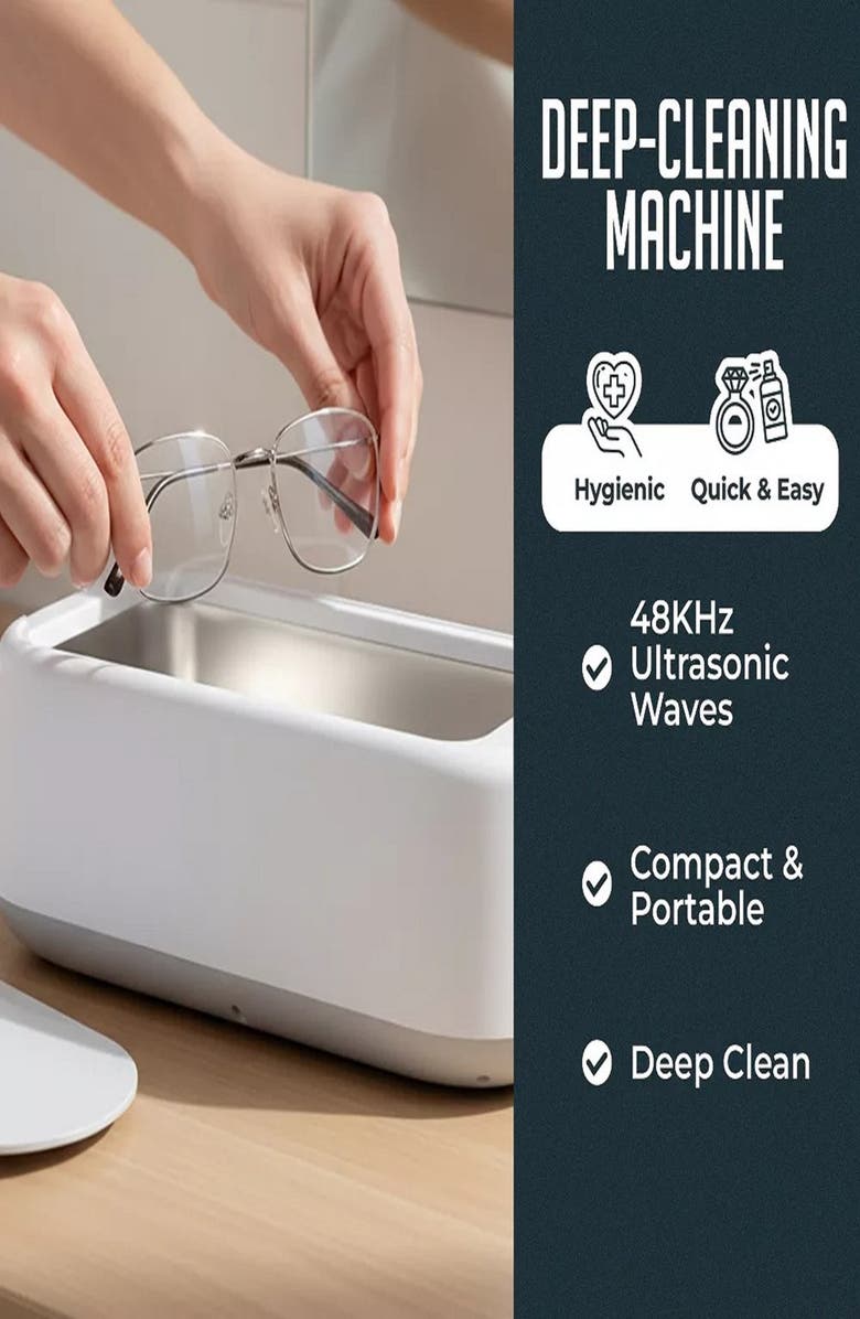 Luminuxe Compact Ultrasonic Jewelry Cleaner Deep Cleaning Machine, Alternate, color, White