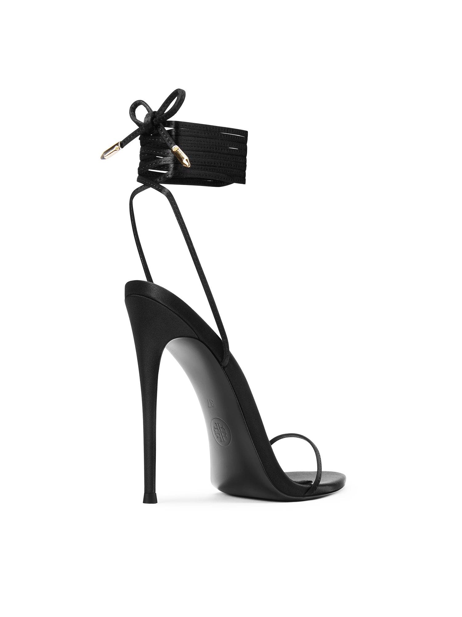 FEMME Luce Minimale Satin Sandal, Alternate, color, Black