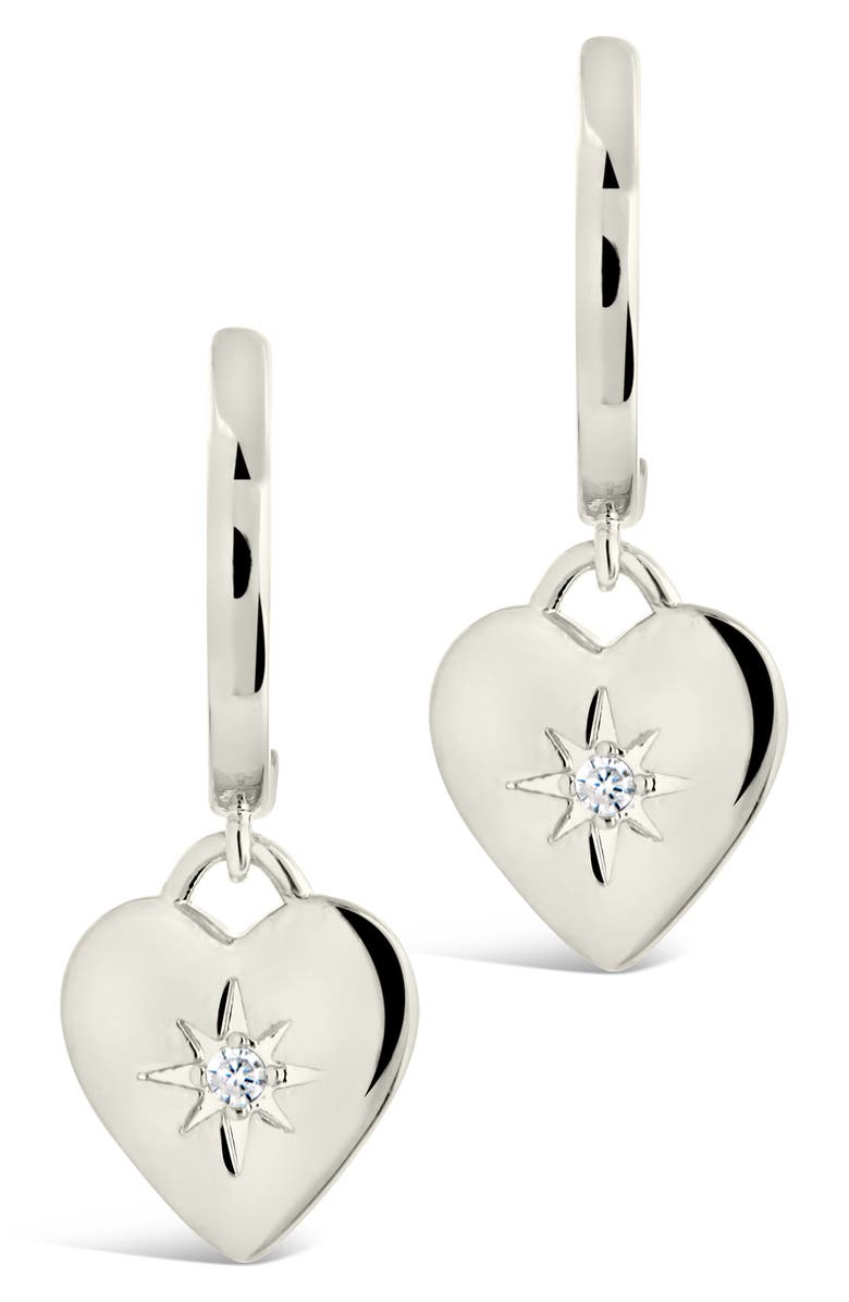 Sterling Forever Vivienne CZ Heart Drop Earrings, Alternate, color, Silver