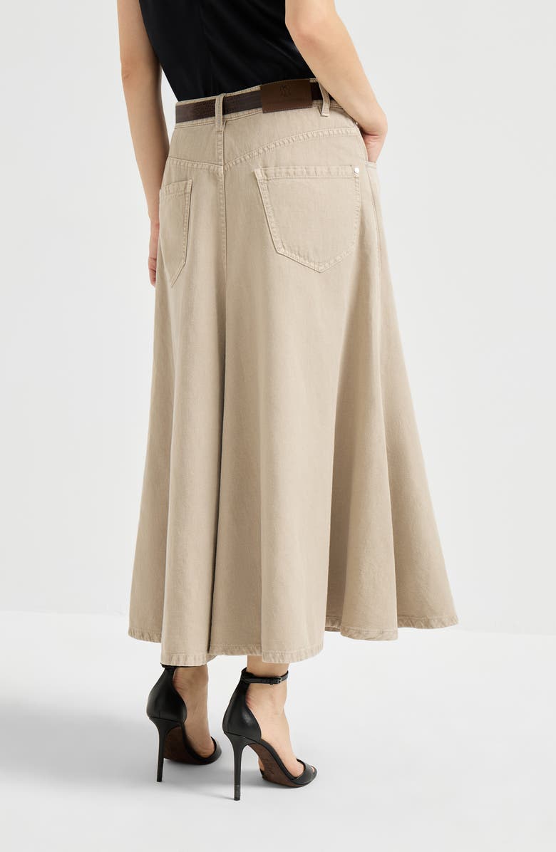 Brunello Cucinelli Five-pocket flared skirt, Alternate, color, Beige
