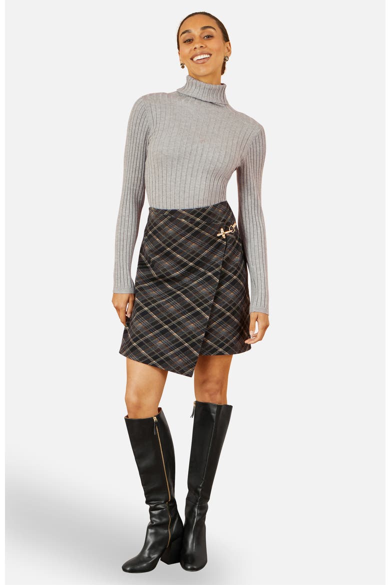 Check Wrap Skirt, Alternate, color, Black