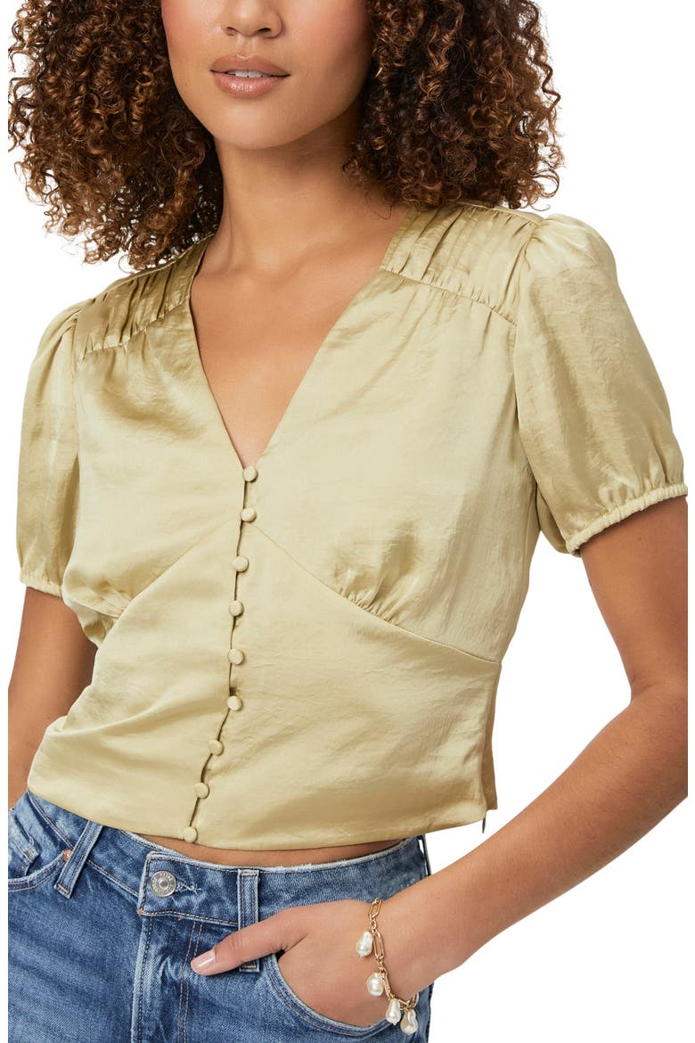 Plie Puff Sleeve Crop Top, Alternate, color, PALE OLIVE