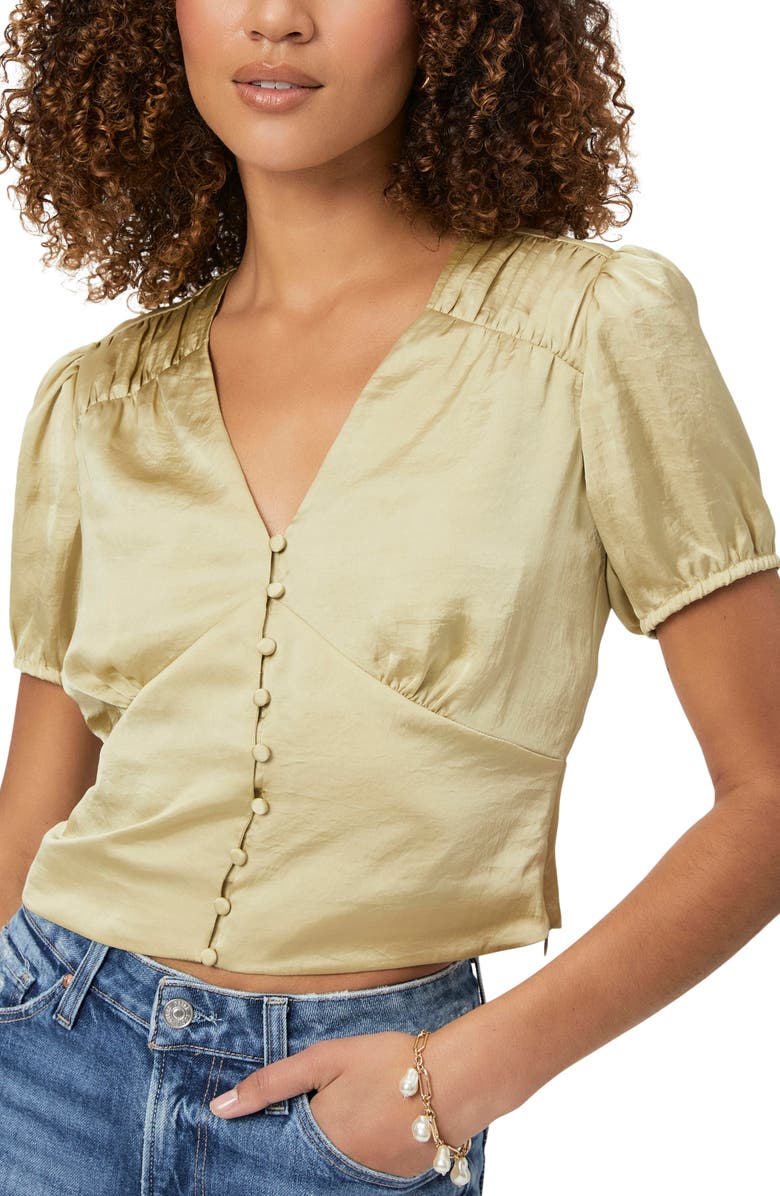 PAIGE Plie Puff Sleeve Crop Top, Alternate, color, Pale Olive