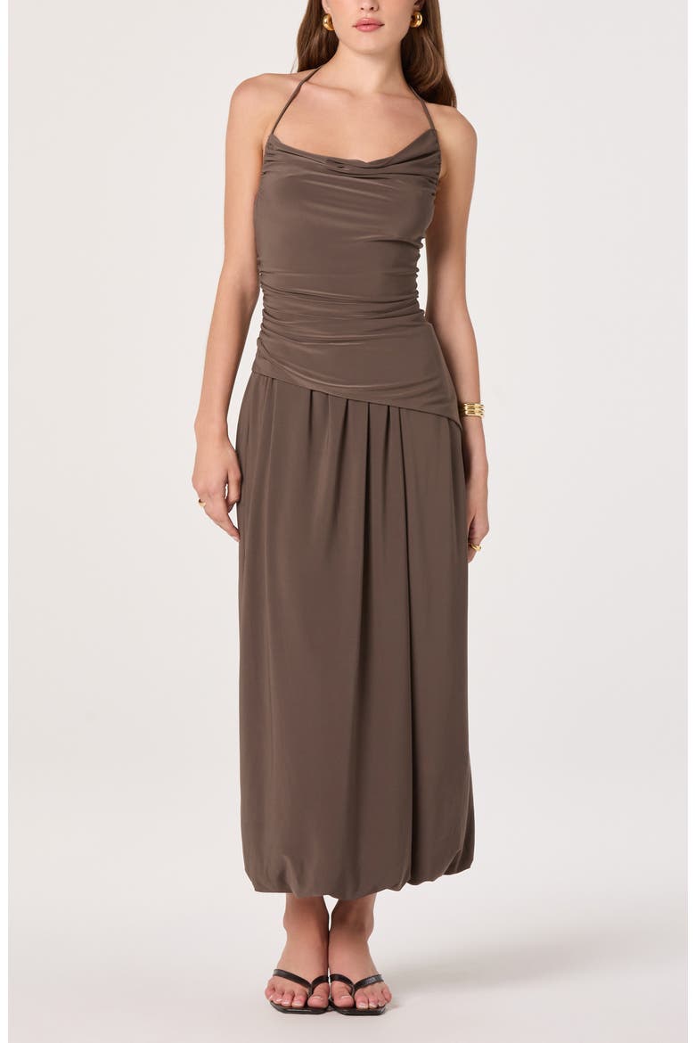 Savannah Ruched Cowl Neck Halter Top, Alternate, color, MUSHROOM