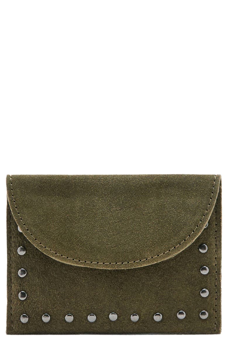 MANGO TEEN Studded Leather Coin Pouch, Main, color, Khaki Green