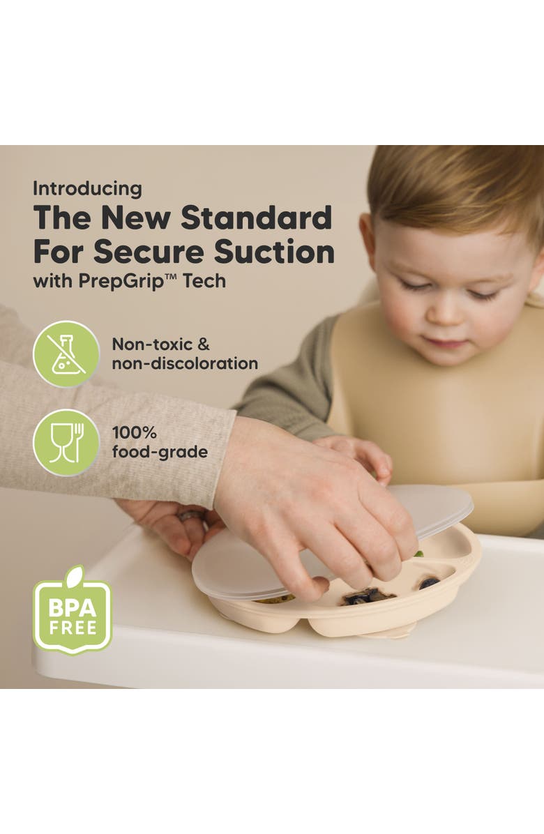 KeaBabies 3-Pack Prep Silicone Suction Plates with Lids, Alternate, color, Macaron